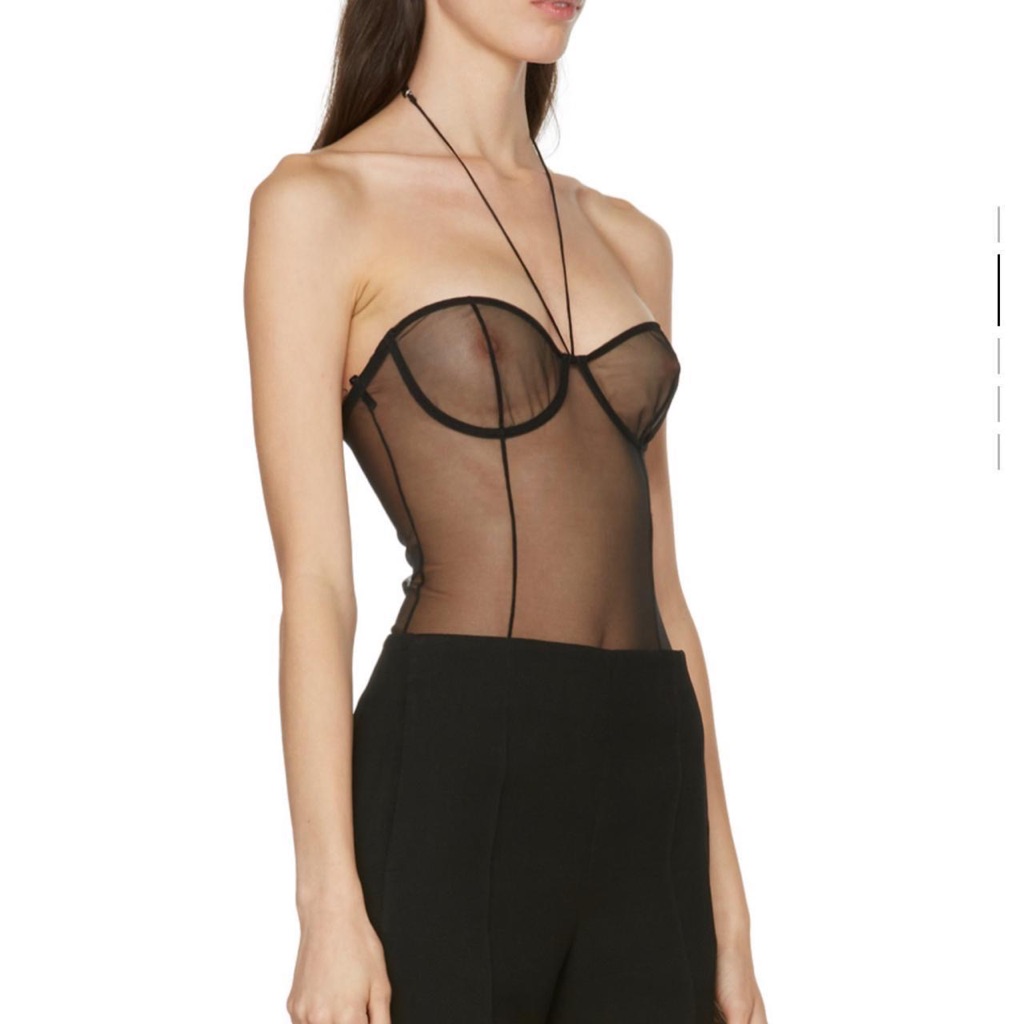Nensi Dojaka Black Tulle Bodysuit
